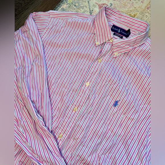Ralph Lauren Classic Fit Pink Button Down Shirt Size XL 17 1/2 - Picture 2 of 6